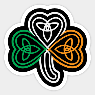 Ireland Flag Over a Celtic Knot Shamrock Sticker